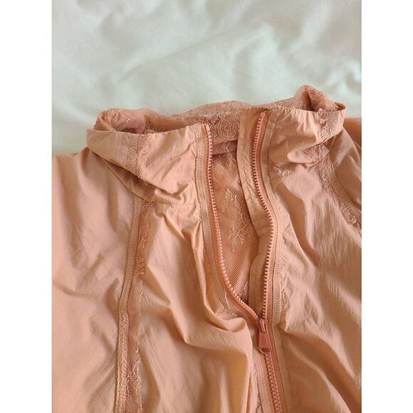 Free People Namaslay Jacket Women's Medium Peach Long Sleeve Full Zip Ruffle - Picture 5 of 8